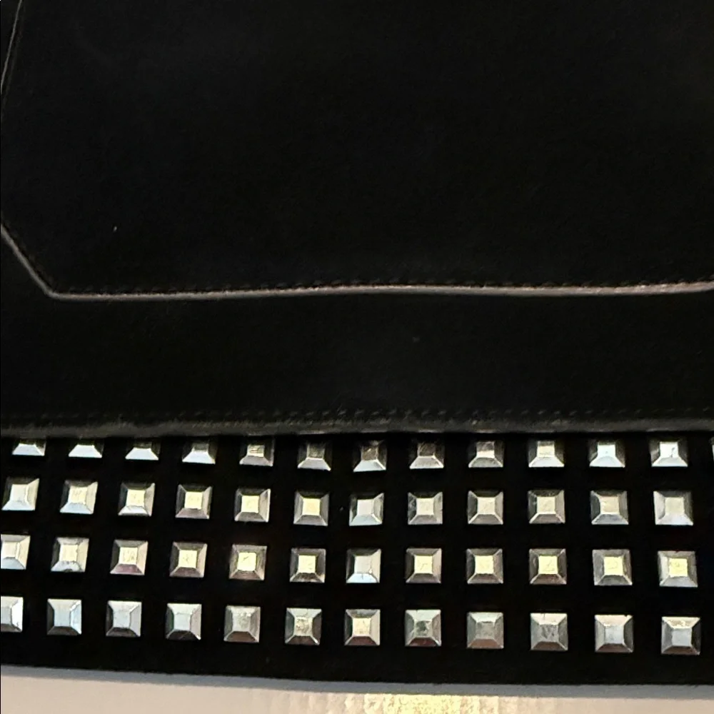 BCBGMaxAzria Black Clutch with Silver Accents
